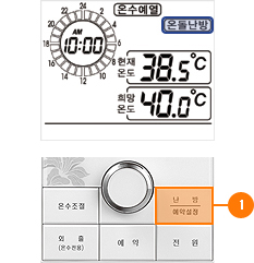 온돌난방 표시가 나타날 때까지 난방버튼을 반복해서 누르세요