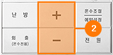 온돌 표시가 깜박거릴 때 + 또는 - 버튼을 눌러원하는 난방시간으로 이동하세요