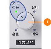 기능선택 다이얼을 돌려 온수전용에 맞추세요