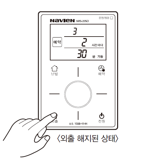 외출해제 - 외출 버튼을 눌러주세요