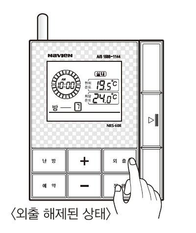 외출 해제-외출버튼을 한번 눌러주세요.